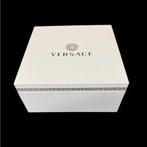 VERSACE Embossed Square Empty Gift Box Storage Container White 8”x 8”